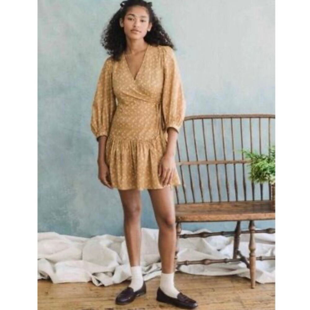 Christy Dawn Talia Dress | Xl | 100% Organic Cotton Floral Wrap Mini|Made In Usa